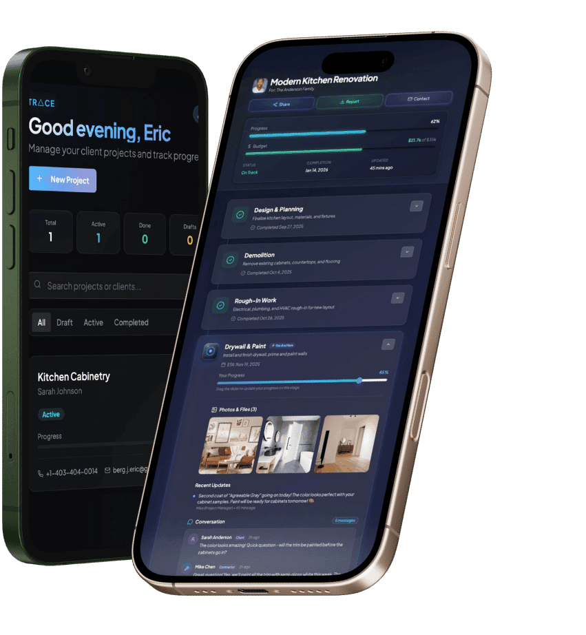 Client viewing project updates on TR△CE